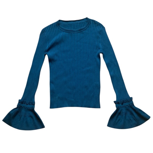 Jonathan Simkhai Bell Sleeve Blouse in Blue - Picture 2 of 5